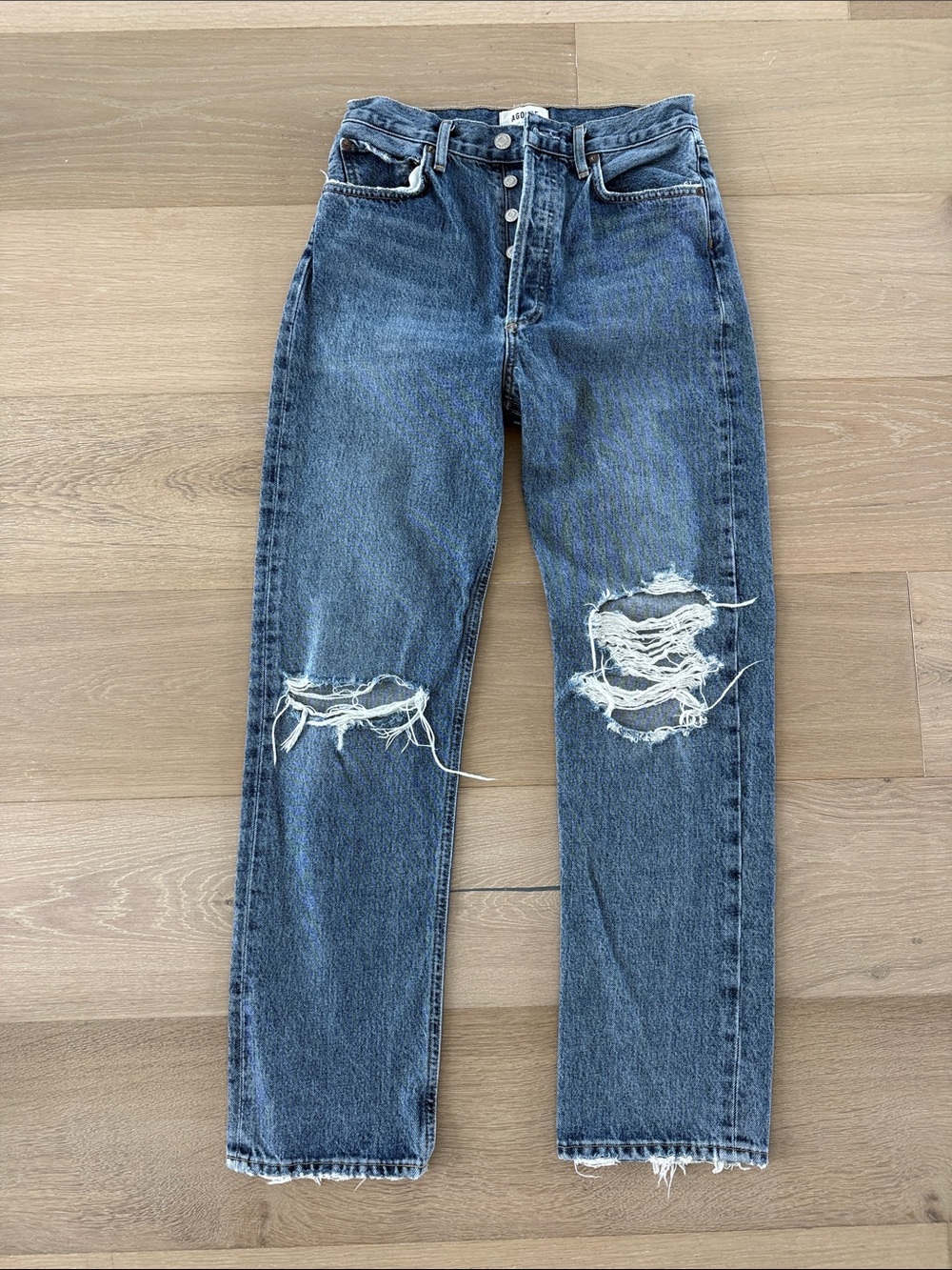 Agolde 90’s mid rose distressed jeans